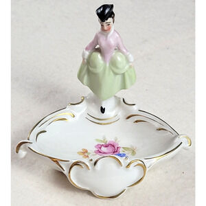 Vintage Erphila Germany Figural Trinket Ring Dish Art Deco 1930's Unique Lady
